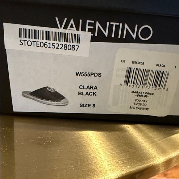 Valentino Clara Black Espadrille Mules with Gold Accent - Picture 3 of 6